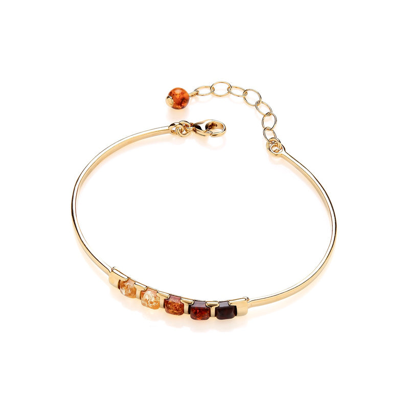 Gold on Sterling Silver Natural Baltic Amber Multi Bracelet Bangle
