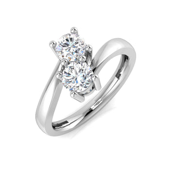 0.82ct Round Lab-Grown Diamond Two-Stone Ring – white metal