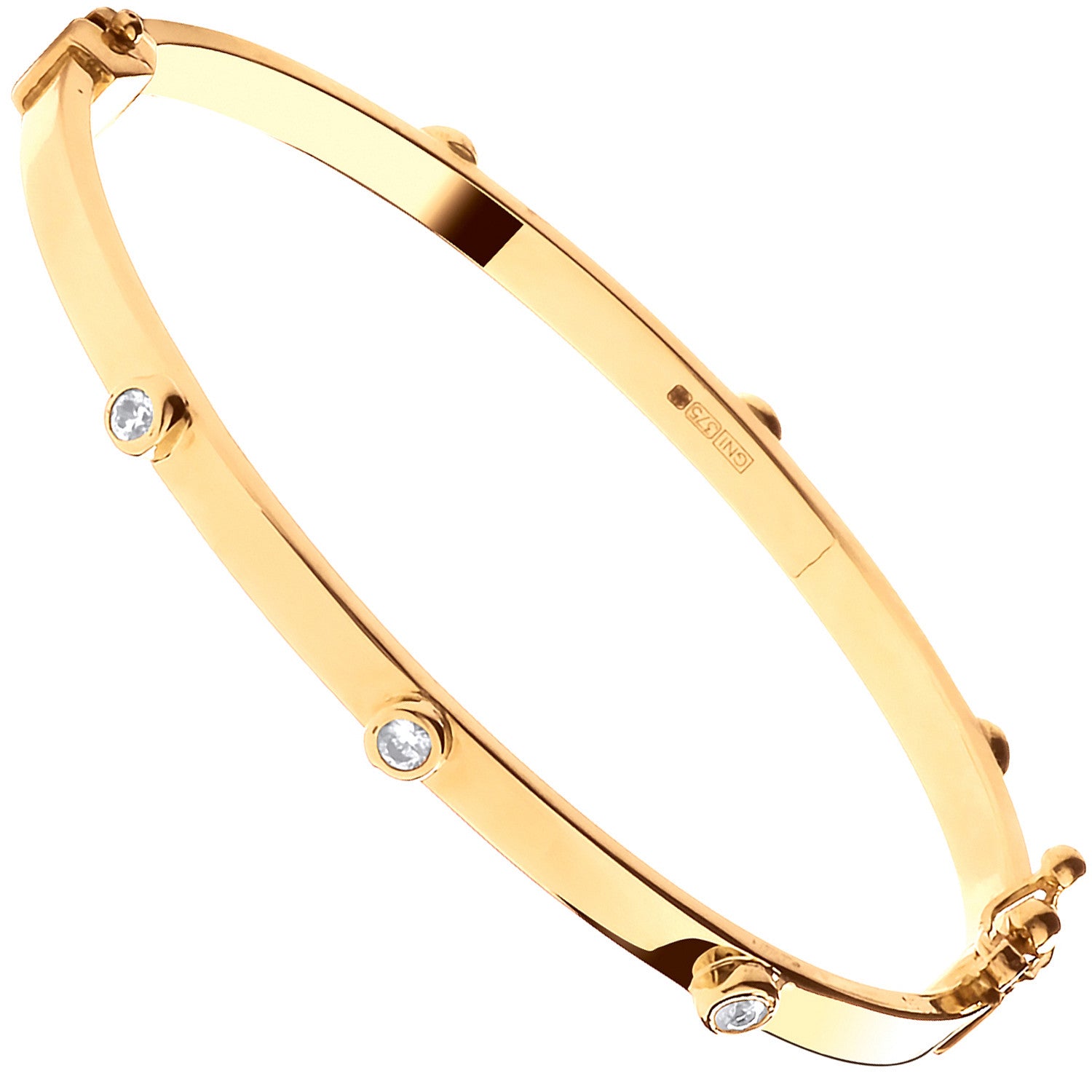 9ct Yellow Gold Hollow Oval CZ Baby Bangle