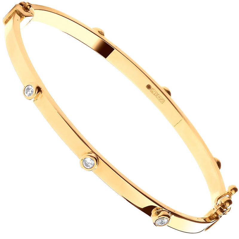 9ct Yellow Gold Hollow Oval CZ Baby Bangle