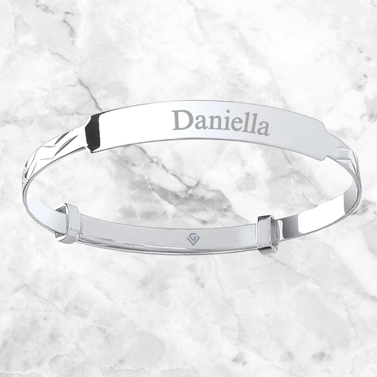 Sterling Silver 925 Personalised Toddler Identity Bangle