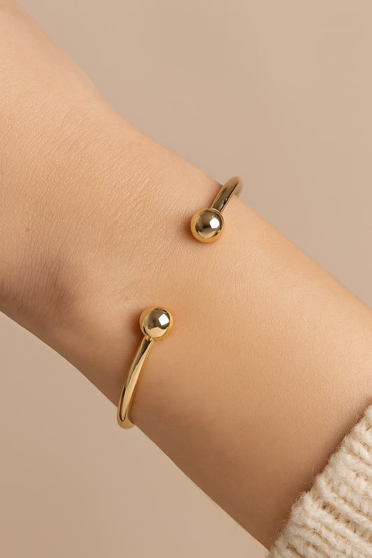 Gold on Sterling Silver Ladies Torque Bangle – Elegant 24ct Gold-Plated Open Cuff Bracelet