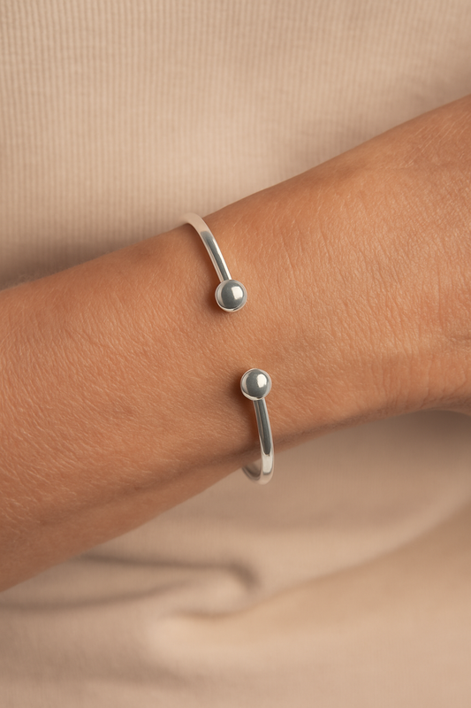 Sterling Silver Maidens Torque Bangle – Elegant & Timeless Youth Bangle for Girls
