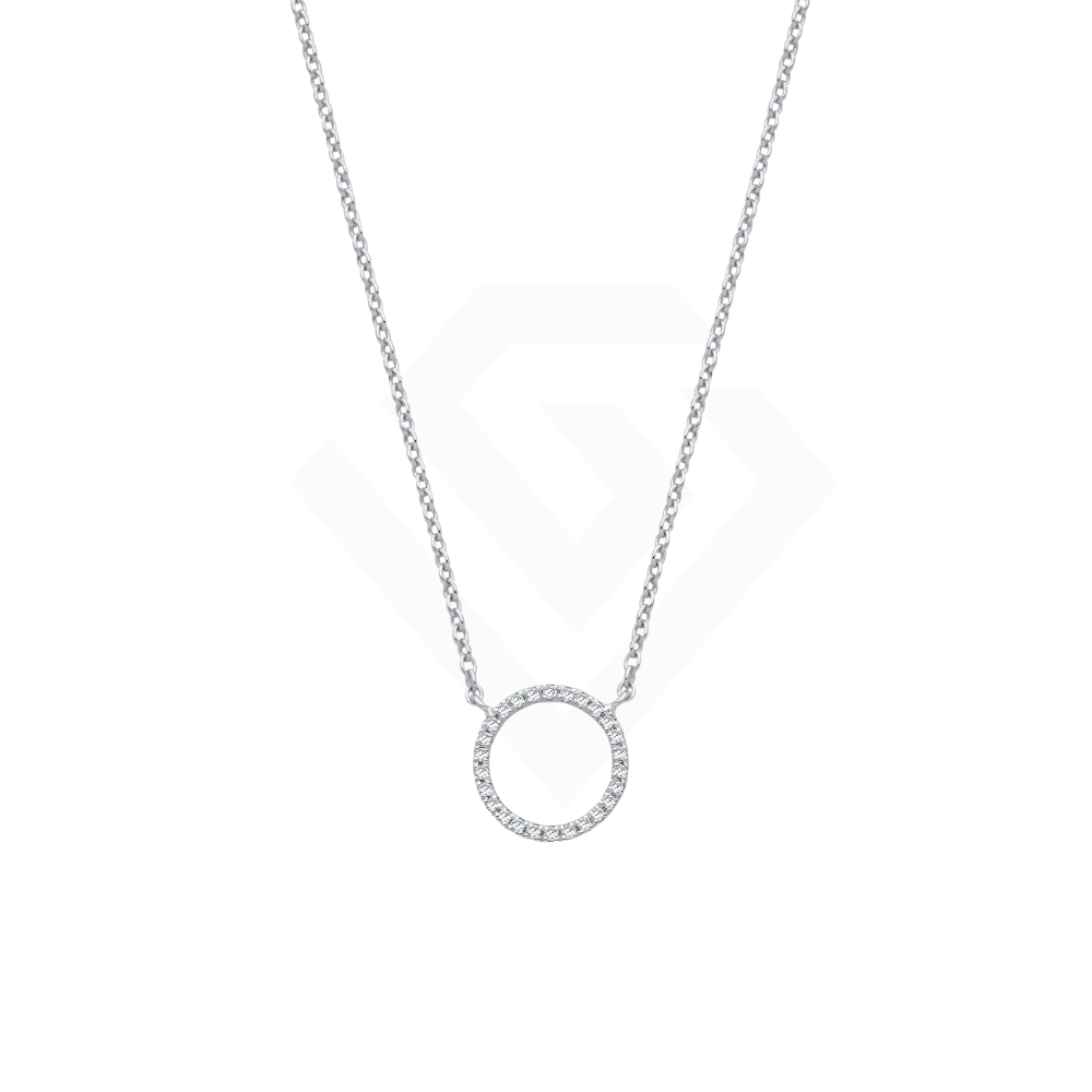 9ct White Gold 0.08ctw Necklace (chain 17")