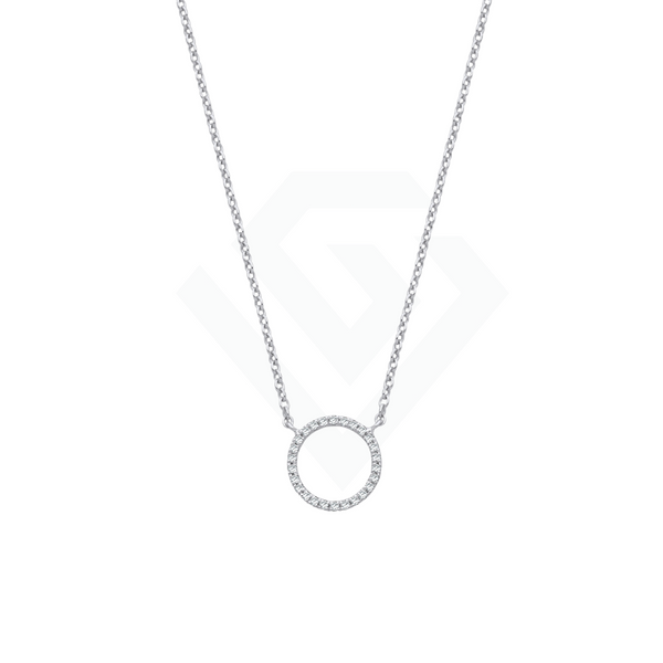 9ct White Gold 0.08ctw Necklace (chain 17")