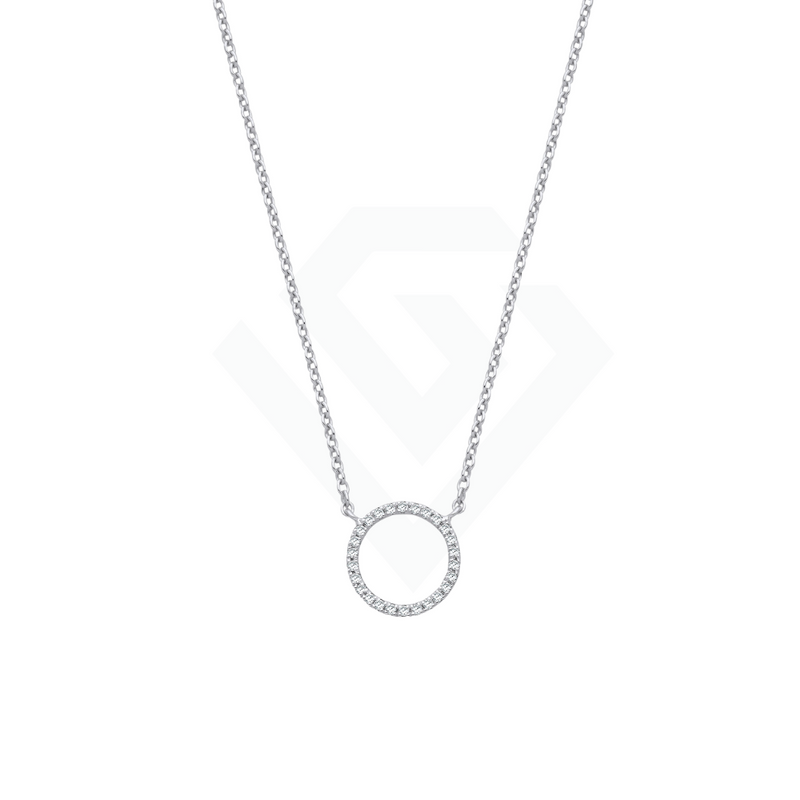 9ct White Gold 0.08ctw Necklace (chain 17")