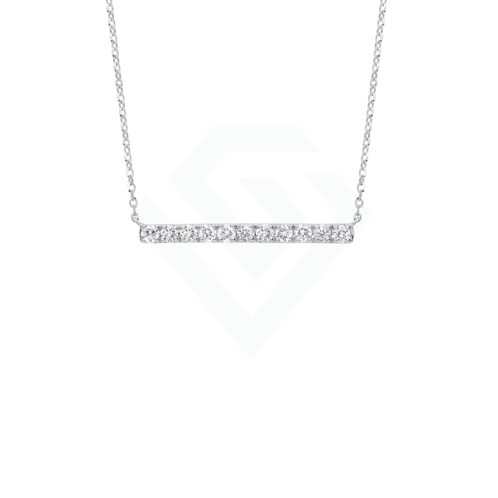 9ct White Gold 0.33ct Diamond Bar Necklace (18in/45cm) Chain