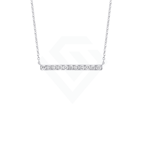 9ct White Gold 0.33ct Diamond Bar Necklace (18in/45cm) Chain