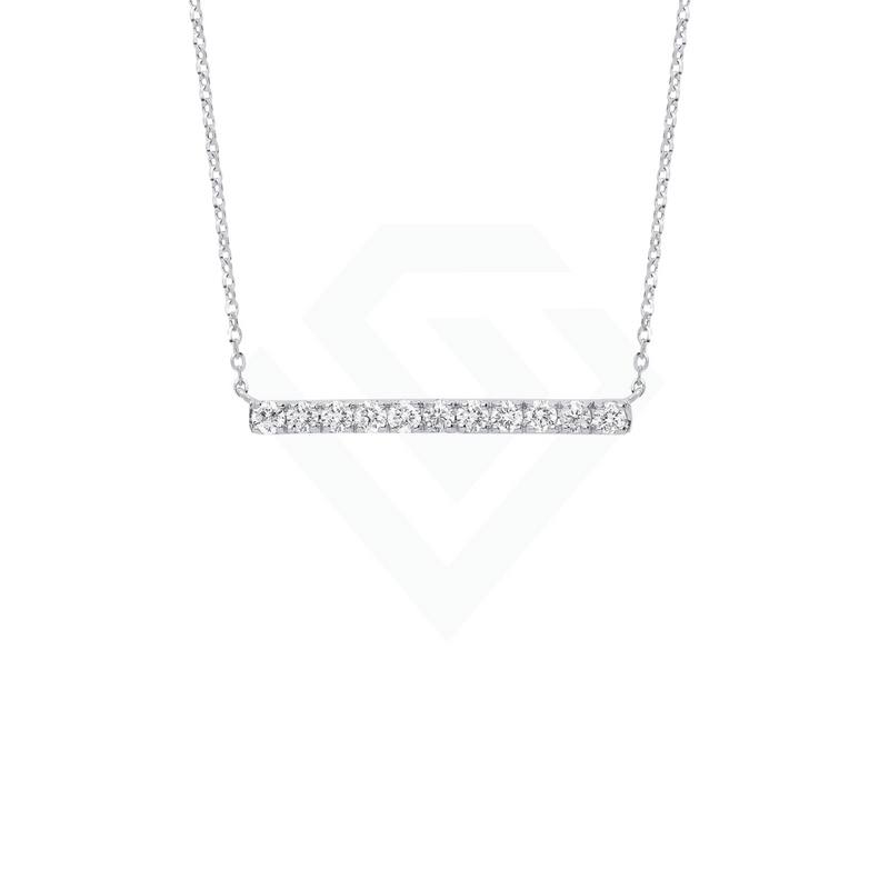 9ct White Gold 0.33ct Diamond Bar Necklace (18in/45cm) Chain