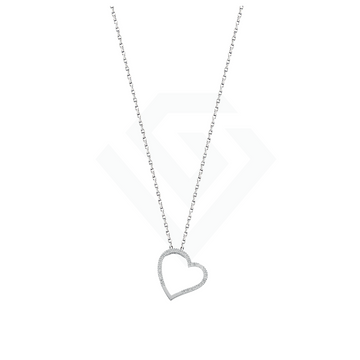 9ct White Gold 0.12ct Diamond Heart Pendant with 18in/45cm Chain