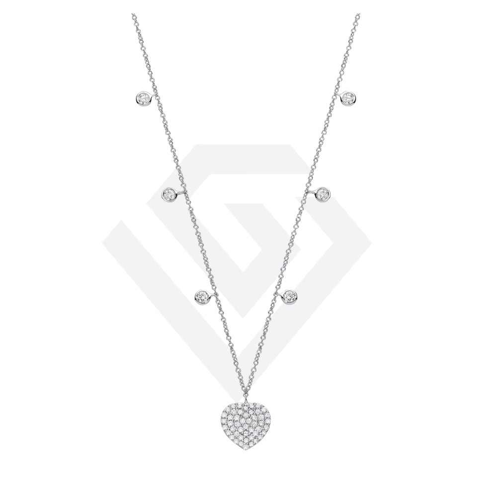9ct White Gold 0.45ctw Heart Necklace