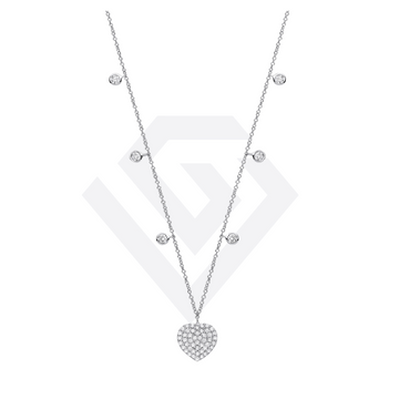 9ct White Gold 0.45ctw Heart Necklace