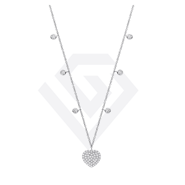 9ct White Gold 0.45ctw Heart Necklace