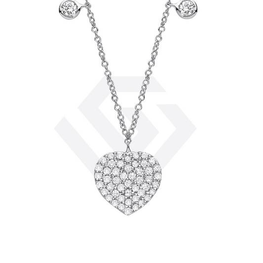 9ct White Gold 0.45ctw Heart Necklace