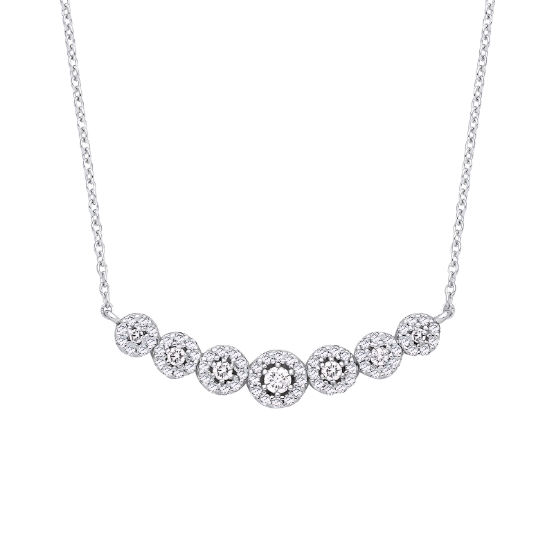 18ct White Gold 0.50ct Diamond Halo Necklace