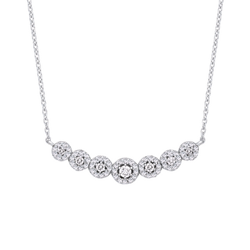 18ct White Gold 0.50ct Diamond Halo Necklace