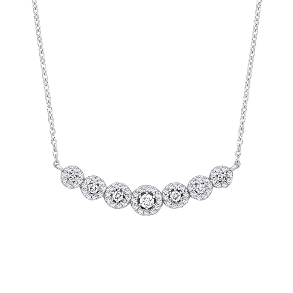 18ct White Gold 0.50ct Diamond Halo Necklace
