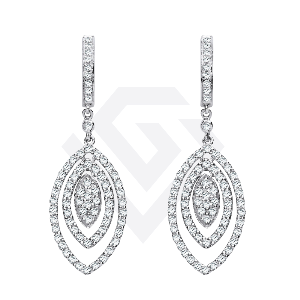 9ct White Gold 1ct Diamond Drop Earrings