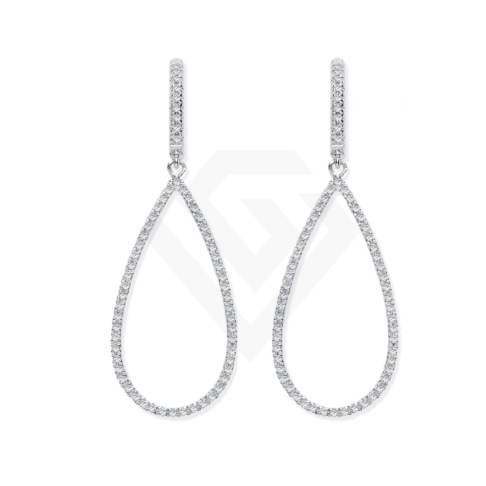 9ct White Gold 0.35ct Diamond Drop Earrings