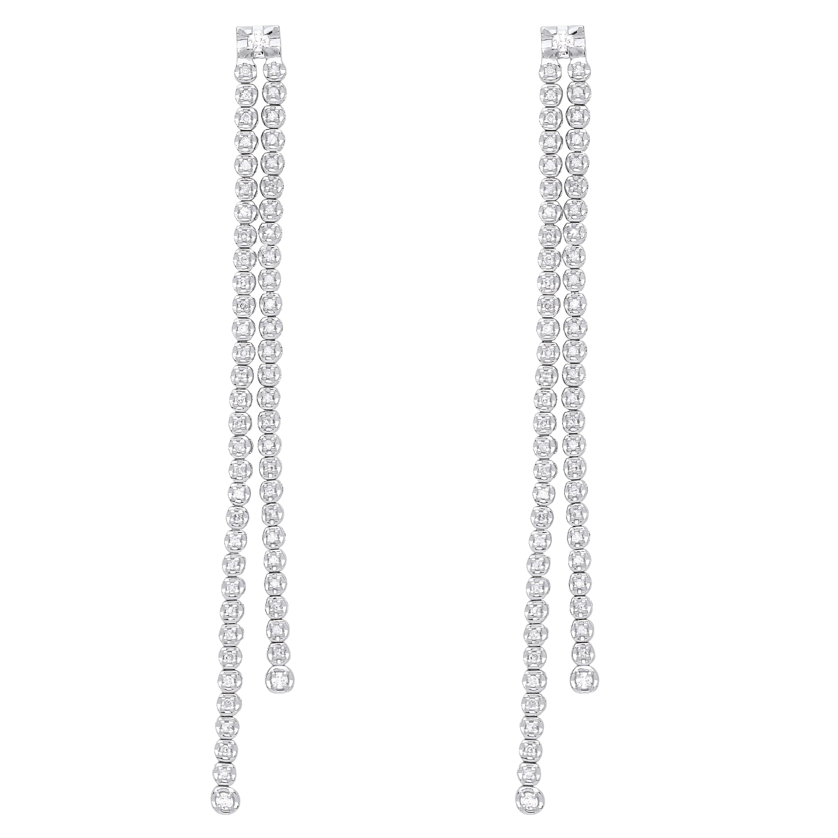 0.5ct Double Diamond Drop Earrings In 18ct White Gold