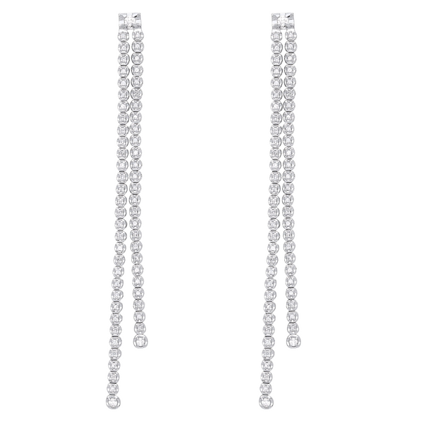0.5ct Double Diamond Drop Earrings In 18ct White Gold
