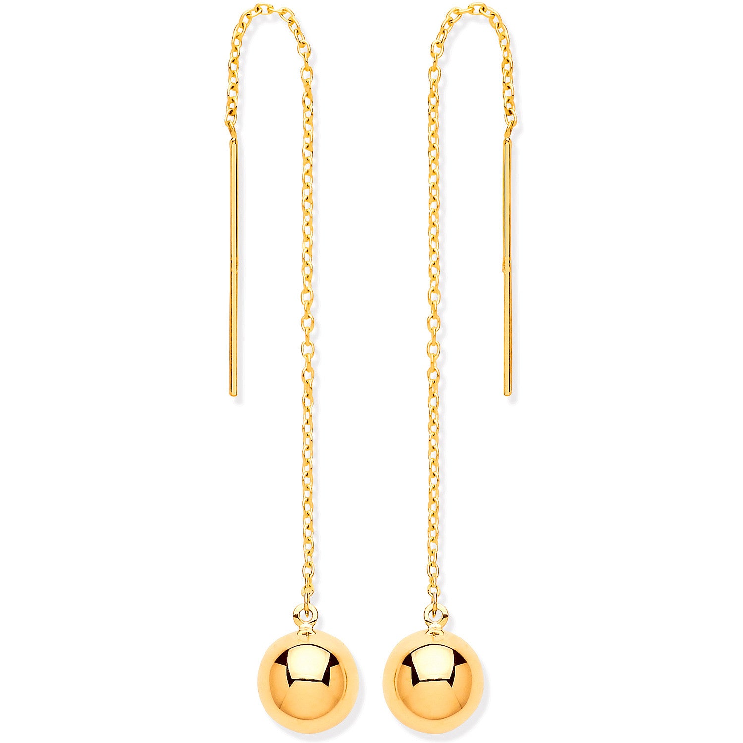 9ct Yellow Gold Ball Chain Threader Earrings