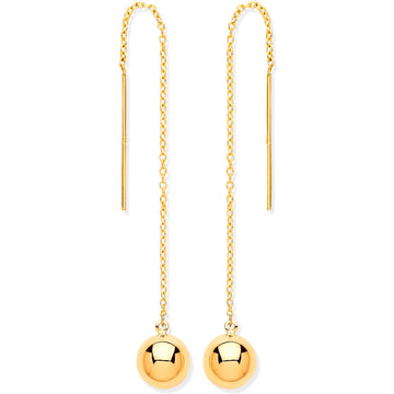 9ct Yellow Gold Ball Chain Threader Earrings