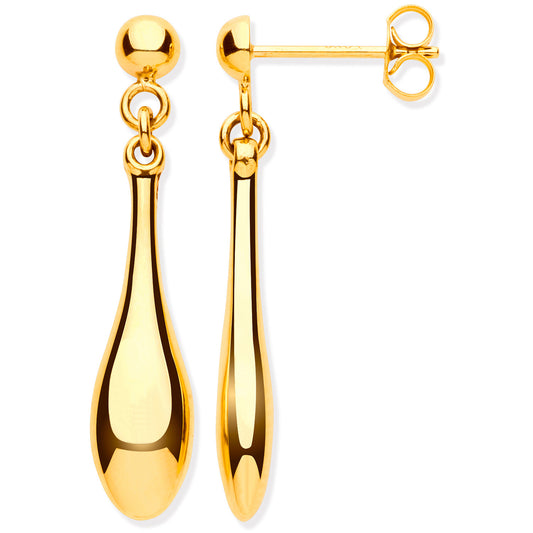 9ct Yellow Gold Hollow Drop Earrings