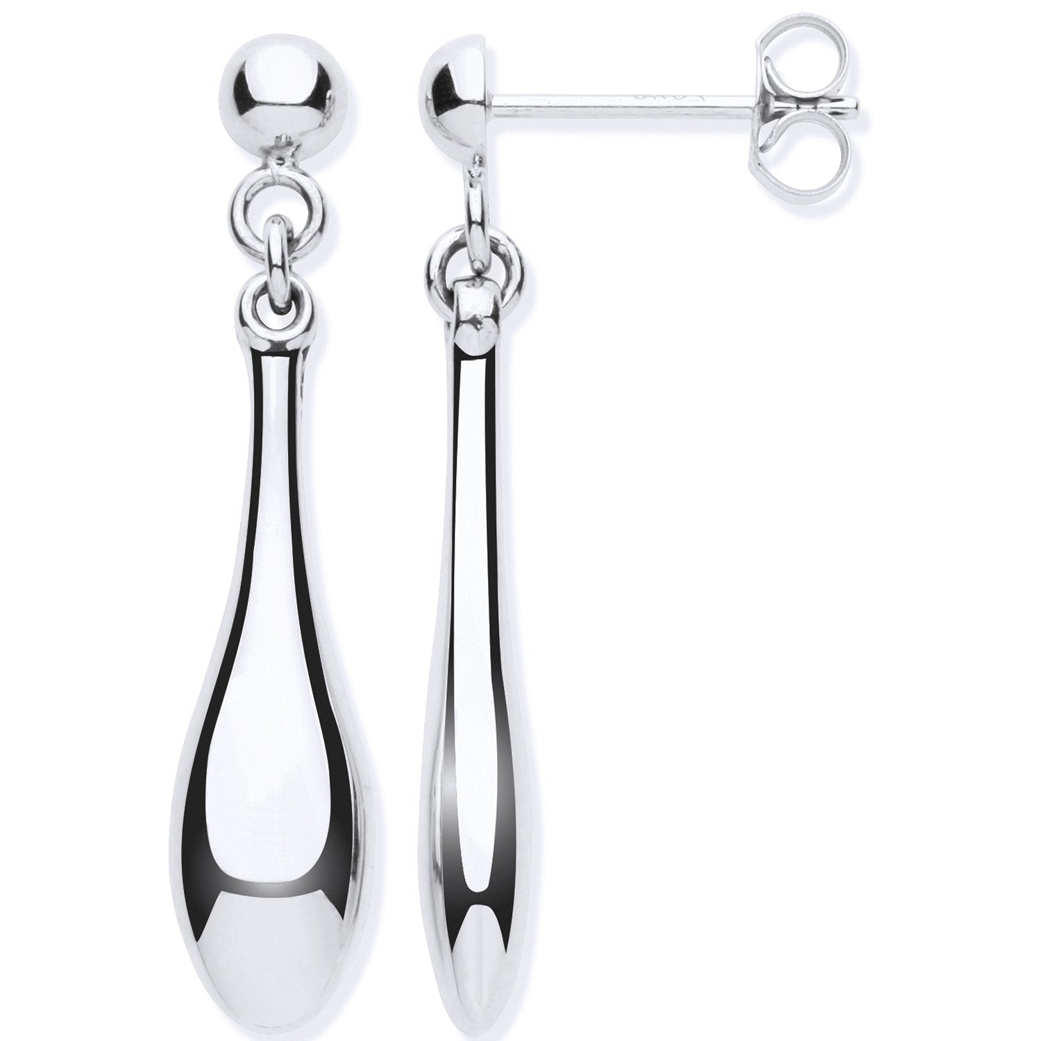 9ct White Gold Hallow Drop Earrings