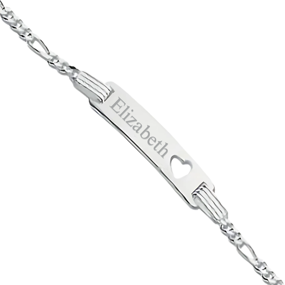 Sterling Silver 925 Personalised Baby Bracelet with Heart Shape