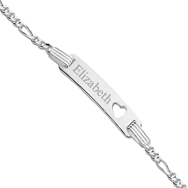 Sterling Silver 925 Personalised Baby Bracelet with Heart Shape