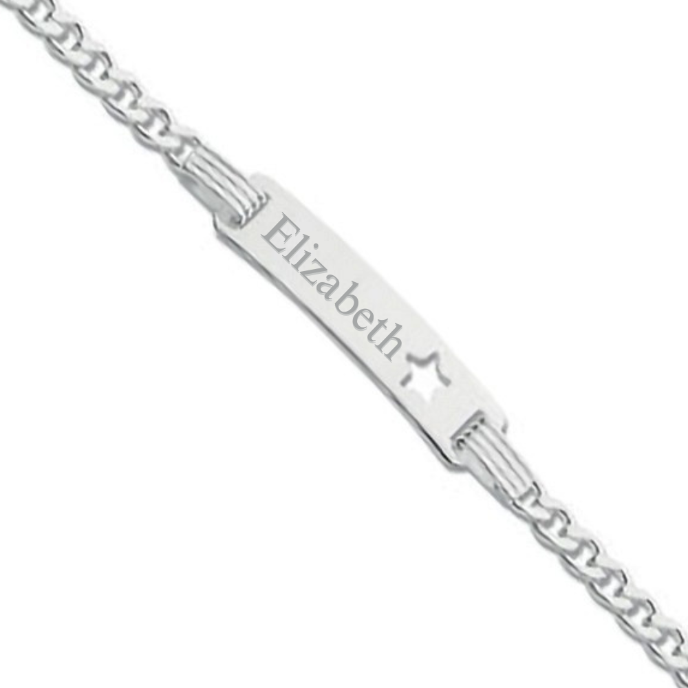 Sterling Silver 925 Personalised Baby Bracelet with Star Shape