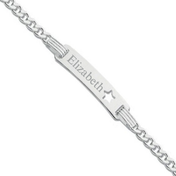 Sterling Silver 925 Personalised Baby Bracelet with Star Shape