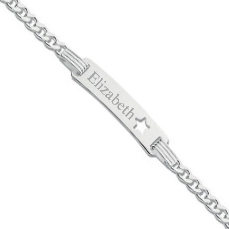 Sterling Silver 925 Personalised Baby Bracelet with Star Shape