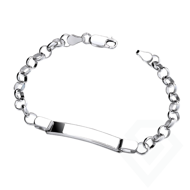 Sterling Silver 925 Baby ID Belecher Bracelet - 6.5 inch, Free Personalisation