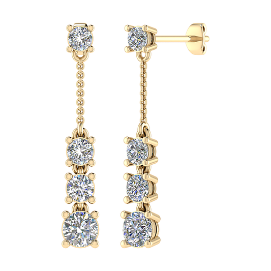 2.5ct Round Trilogy Drop Earrings