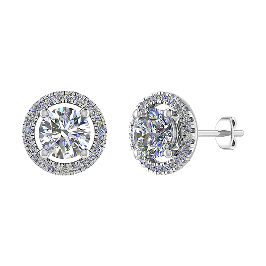 Lab Diamond Round Halo Stud Earrings (1ct - 4ct)