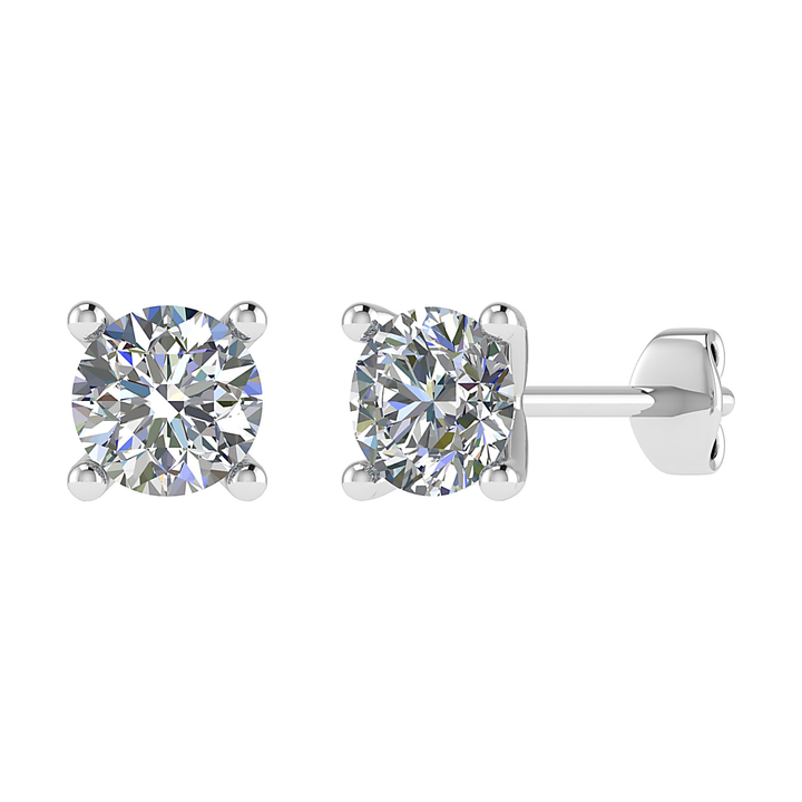 Round Lab-Grown Diamond Stud Earrings – Four-Claw Martini Setting