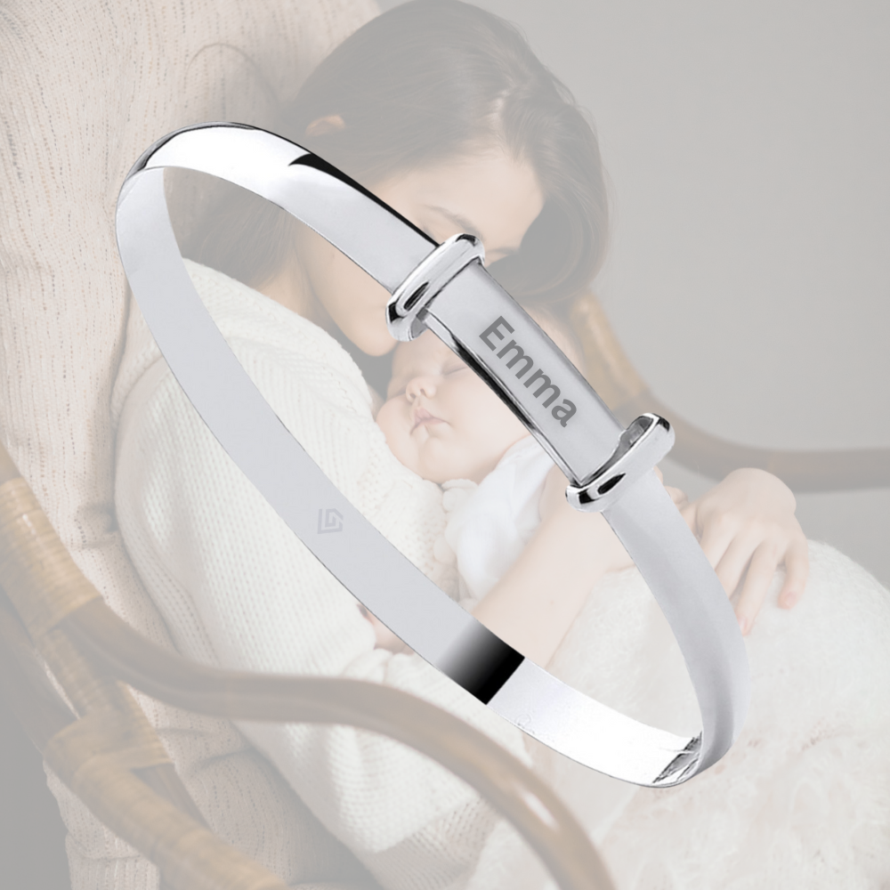 Sterling Silver 4mm Expanding Baby Bangle – Elegant Newborn Keepsake