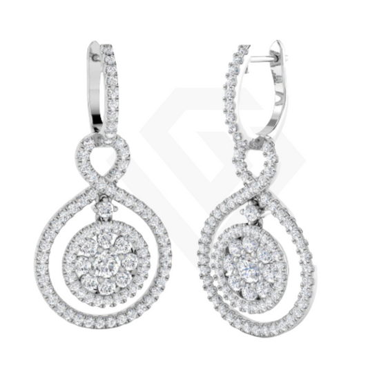 2.7ct Infinity Loop Lab Grown Diamond Drop Earrings in 9ct White Gold