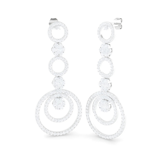 3.4ct Lab-Grown Diamond Circle Drop Earrings in 9ct White Gold