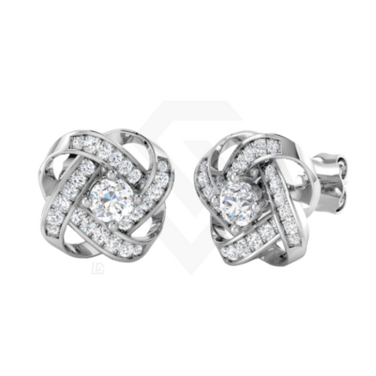 0.6ct Lab-Grown Diamond Knot Stud Earrings in 9ct White Gold