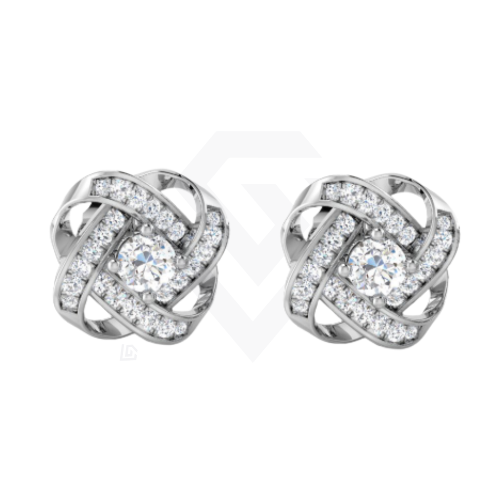 0.6ct Lab-Grown Diamond Knot Stud Earrings in 9ct White Gold