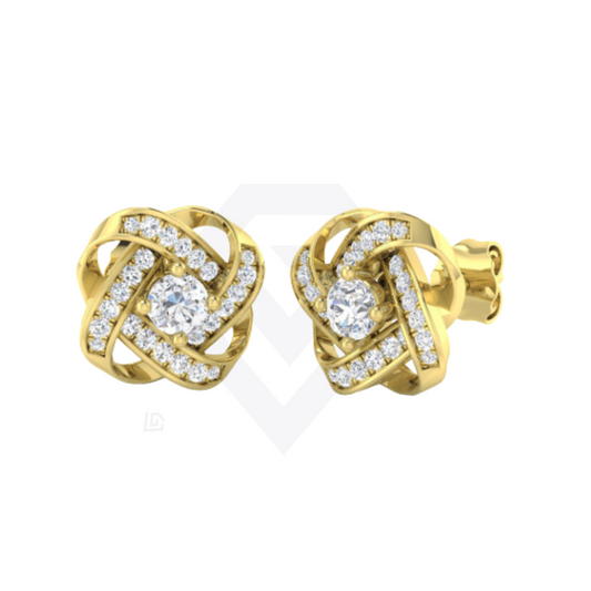 0.6ct Lab-Grown Diamond Knot Stud Earrings in 9k Yellow Gold