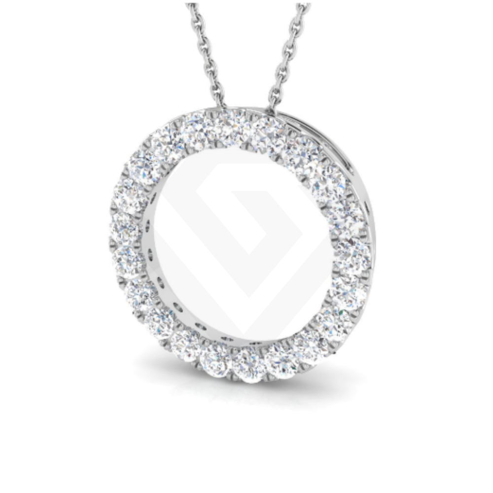 2ct Lab-Grown Diamond Circle Pendant in 9k White Gold