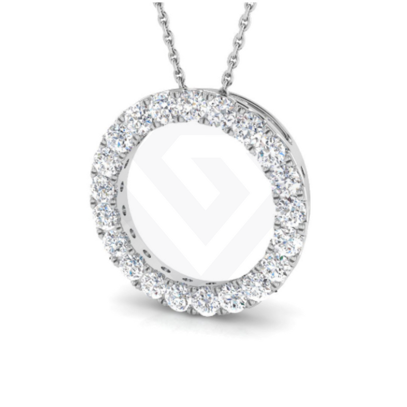 1ct Lab-Grown Diamond Circle Pendant in 9k White Gold