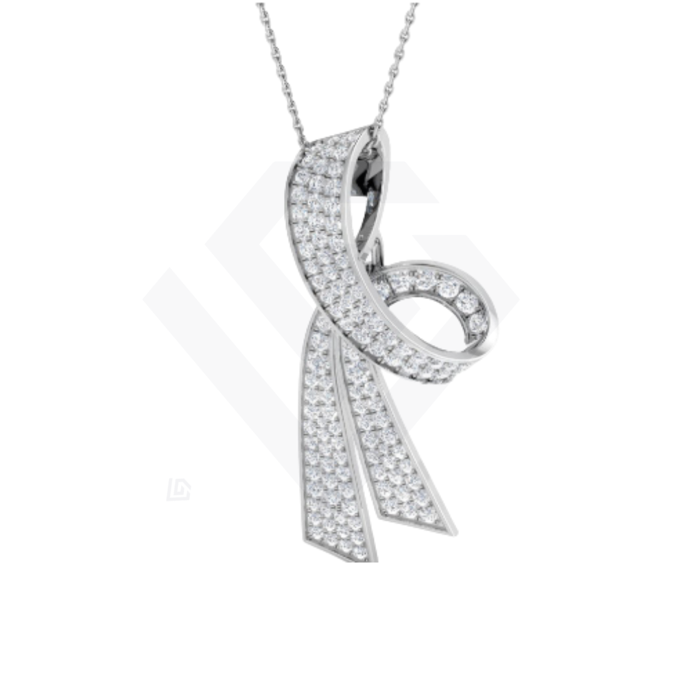 1.57ct Lab-Grown Diamond Ribbon Pendant in 9k White Gold