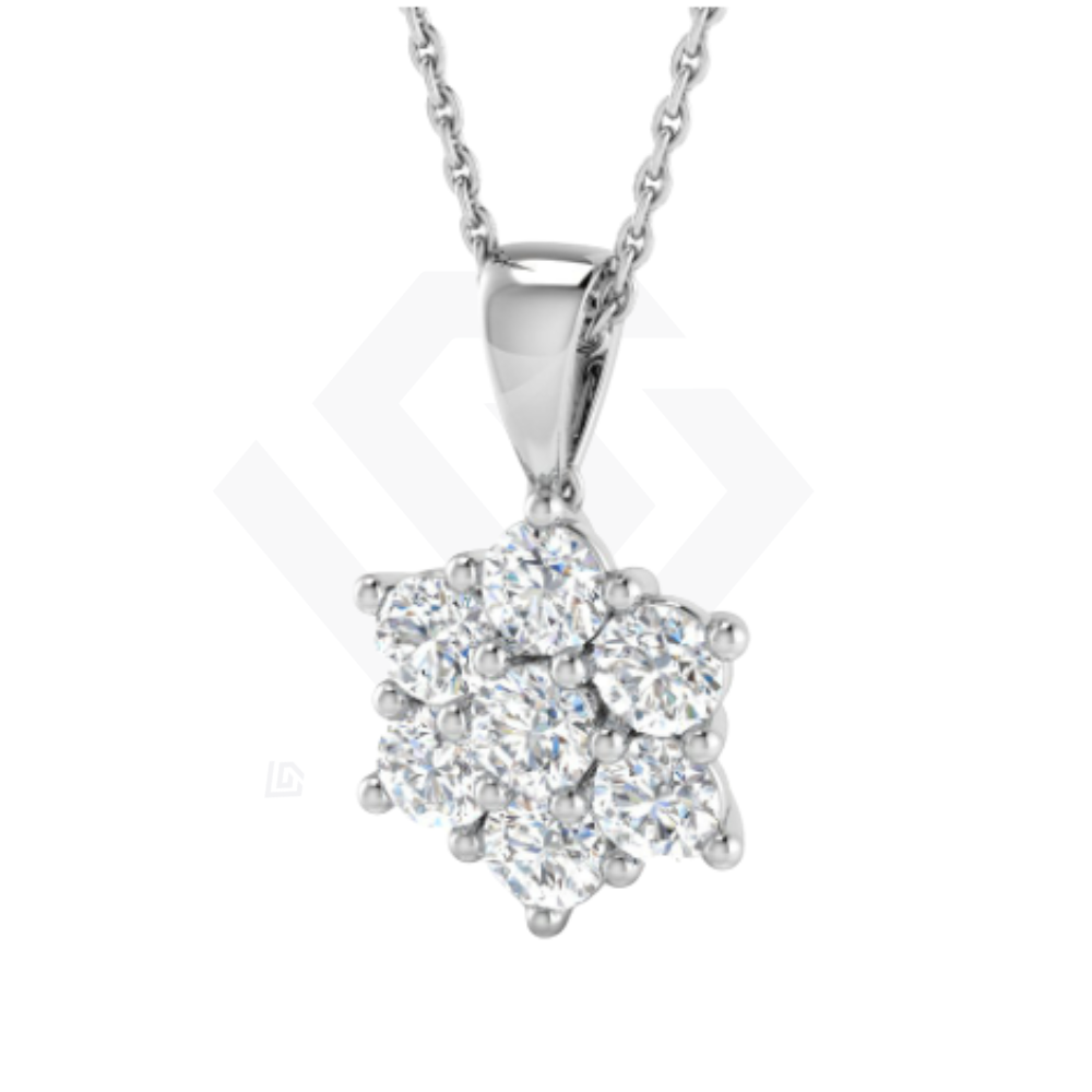 1.0ct Lab-Grown Diamond Cluster Pendant in 9ct White Gold