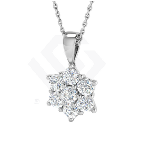 1.0ct Lab-Grown Diamond Cluster Pendant in 9ct White Gold