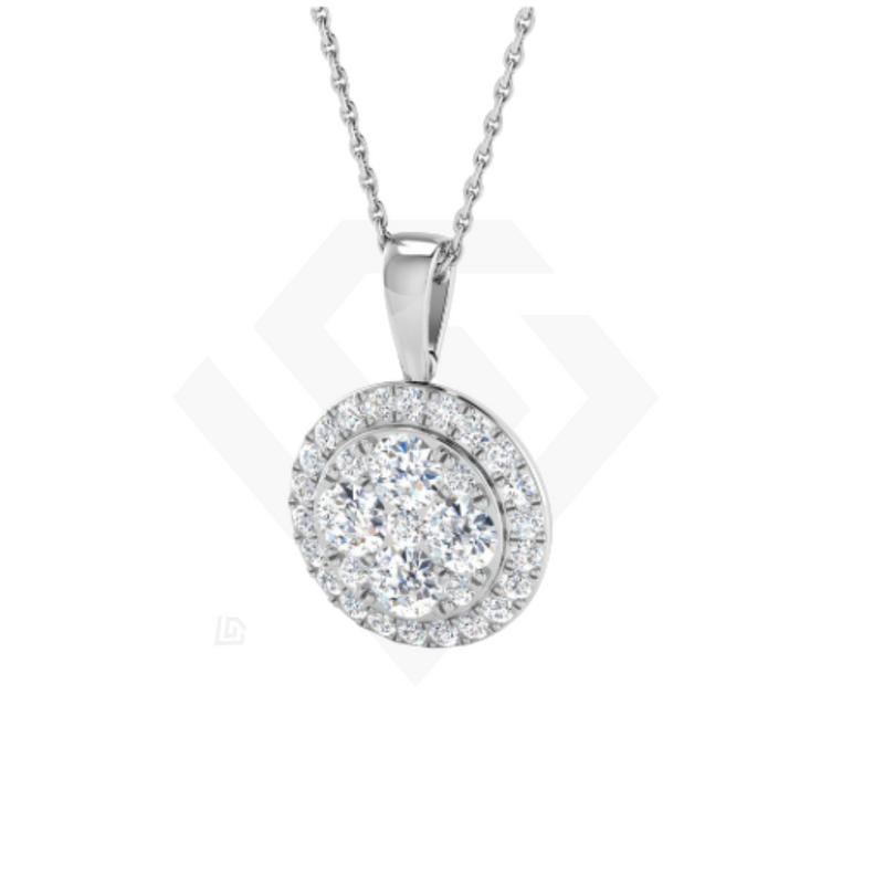 1.07ct Lab-Grown Diamond Double Halo Pendant in 9ct White Gold